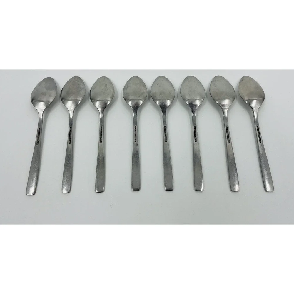 Custom Craft Stainless Flatware Fleur De Lis Set of 8 Teaspoons 6